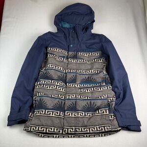 Burton Mens Snowboard Jacket Blue Aztec Print Living Lining Size M
